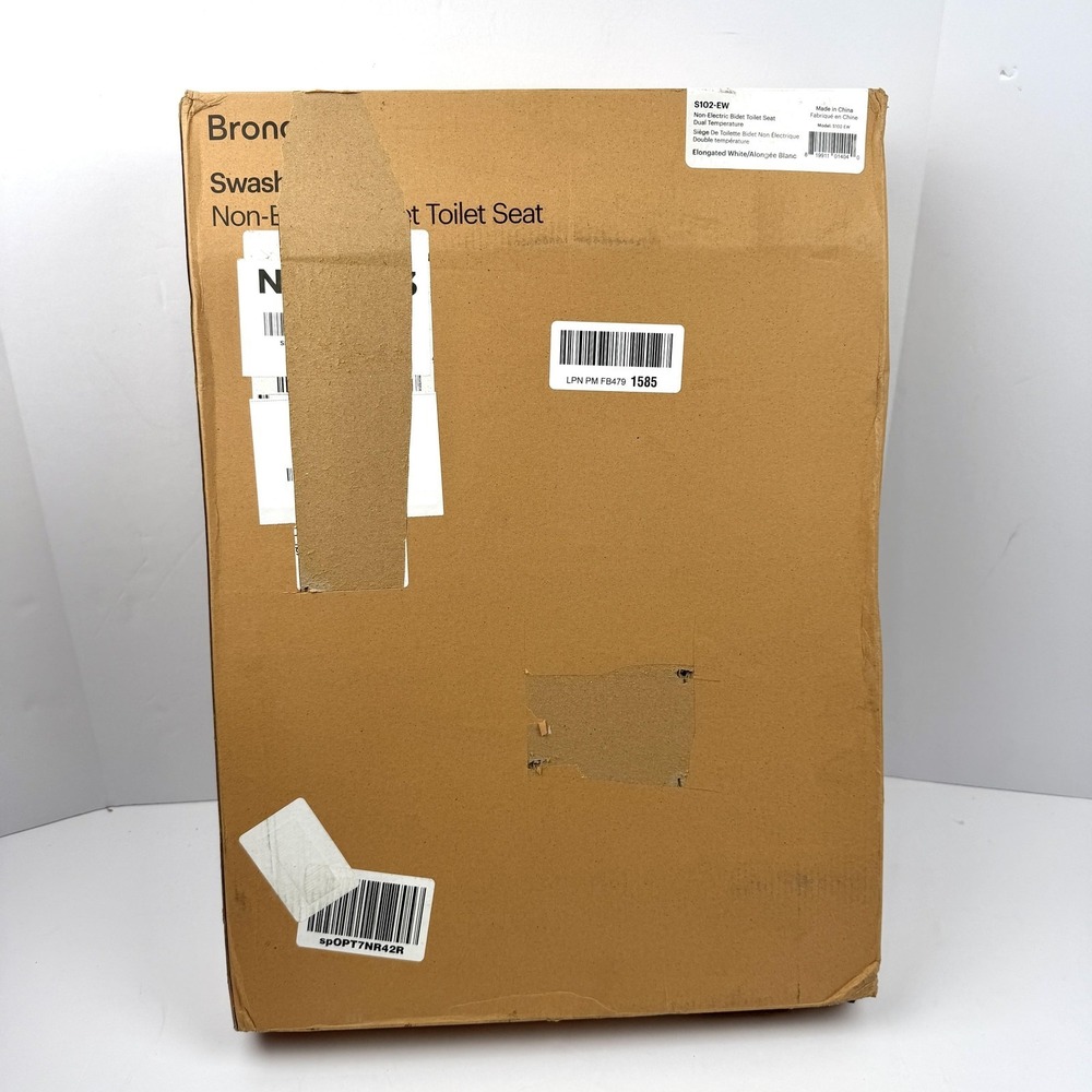 Brondell Swash S102-EW Non-Electric Bidet Toilet Seat Elongated White Dual Temp